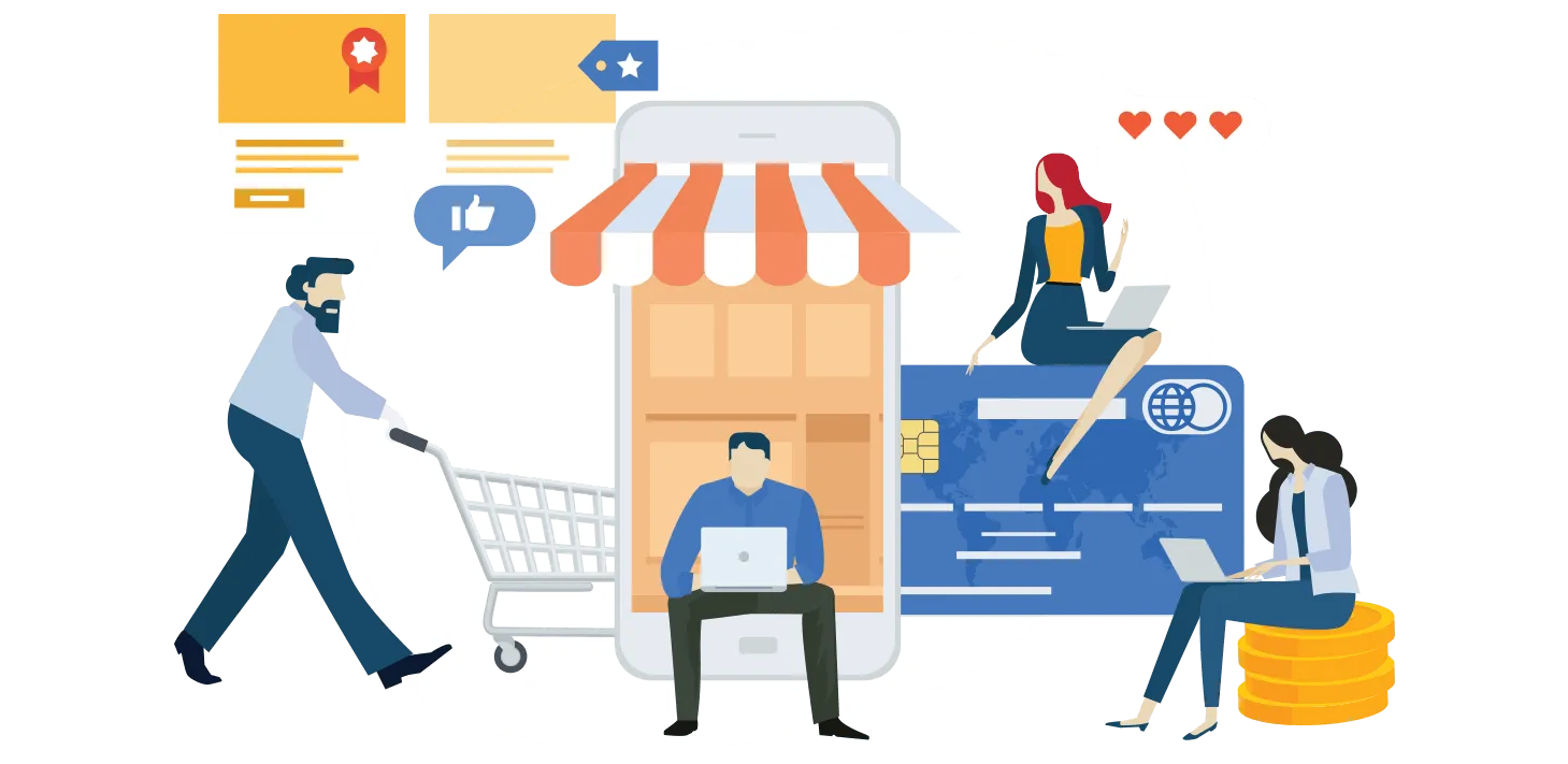 Illustration of e-commerce activities